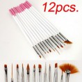 Nova 12pcs Nail Art Design Pintura Pen Pontilhando Coloured desenho escova acrílica