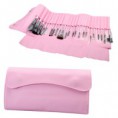 23pcs Professional escova da composição Cosmetic Set com malote de couro-de-rosa
