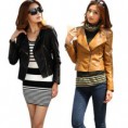 Stylish Slim Fit PU de couro curto do revestimento Casacos da Mulher