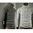 Elegante Quente alta Turn-se camisa gola tricô para homens