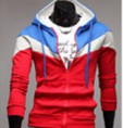 Homens Contraste Cor Longo mangas Hoodie Sport Jacket Brasão com fechamento com zíper
